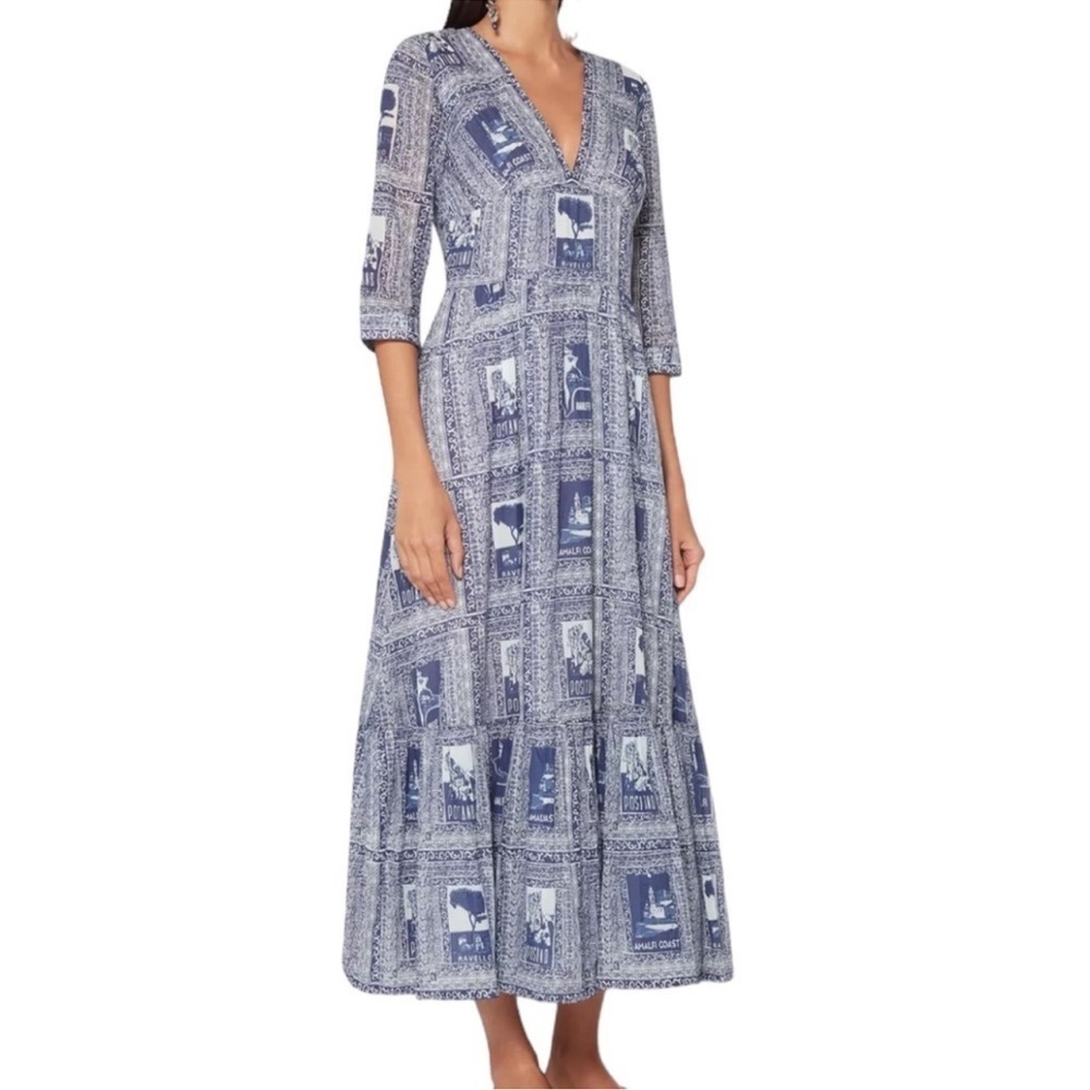 Le Sirenuse Positano Blue Patchwork Dress Italian Size 42 Us 6 Please Read
